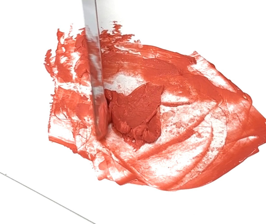 リキシックを混ぜた絵の具の例